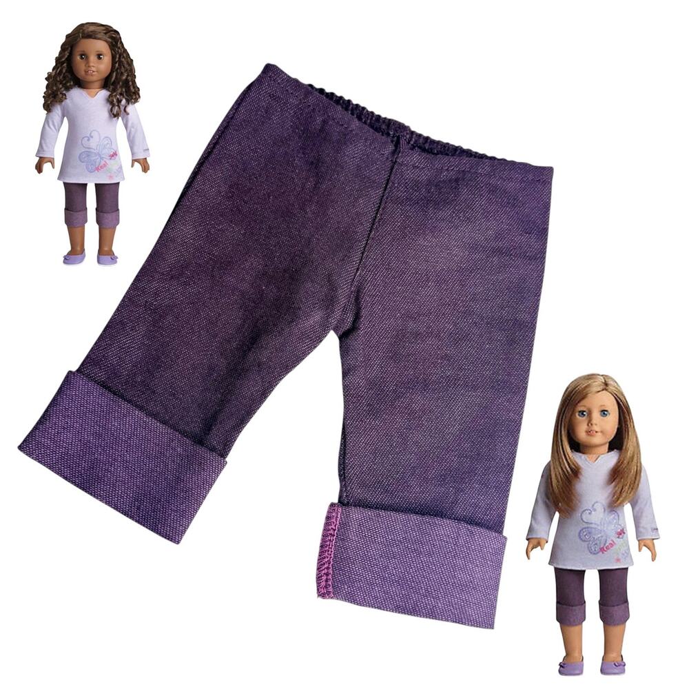 American Girl Doll Pants Real Me Meet Outfit Capri Accessory Purple Denim
